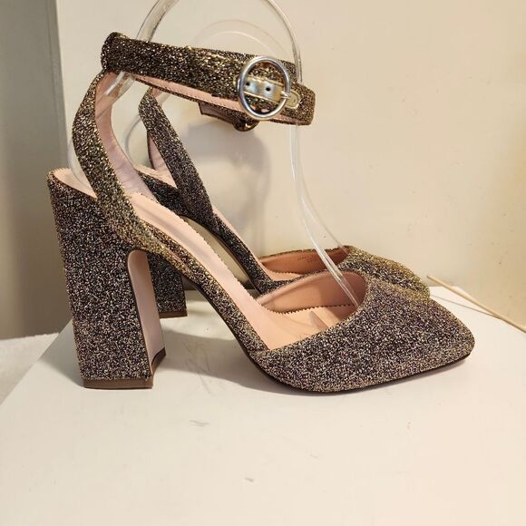 NWT J.Crew "Harlow" Gold Lurex Over Leather Ankle Strap Pumps Sz.8.5 $248 - Picture 6 of 9